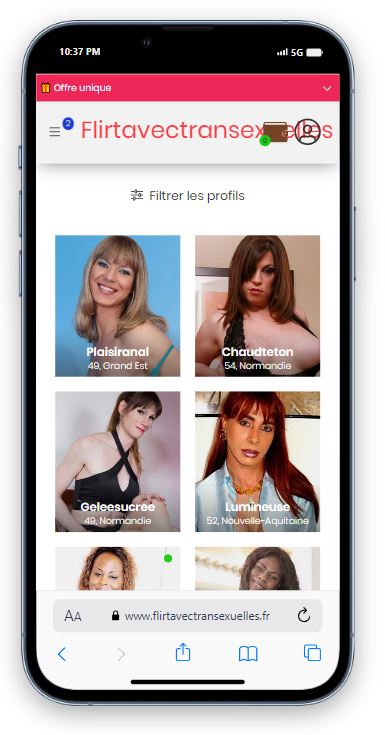 FlirtAvecTransexuelles: compatible avec tous les appareils grâce à son design web adaptatif, sans version mobile dédiée pour le moment